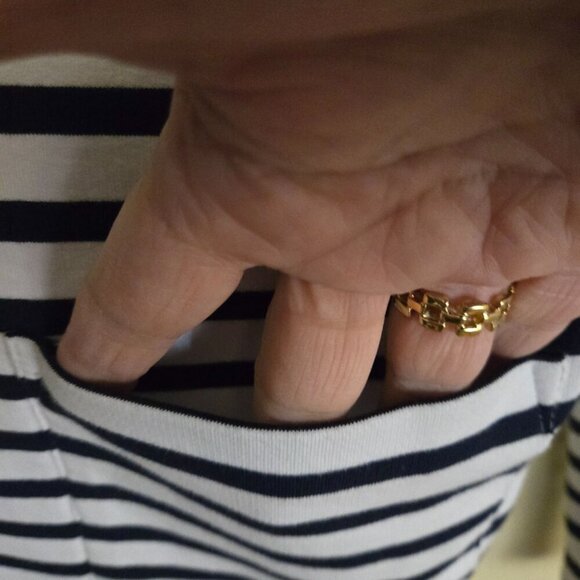 Tahari Navy White Striped Nautical Unstructured Blazer Size M - Picture 5 of 7